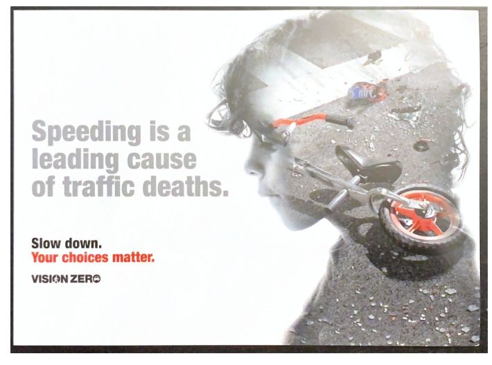 Vision Zero flyer: Speeding is a leading cause of traffic deaths. Slow down. Your choices matter.